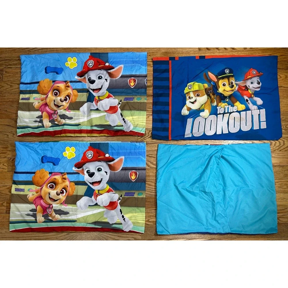 Paw Patrol Full Sheet Set Pillowcase‎ Toddler Kids Bedding Blue Red